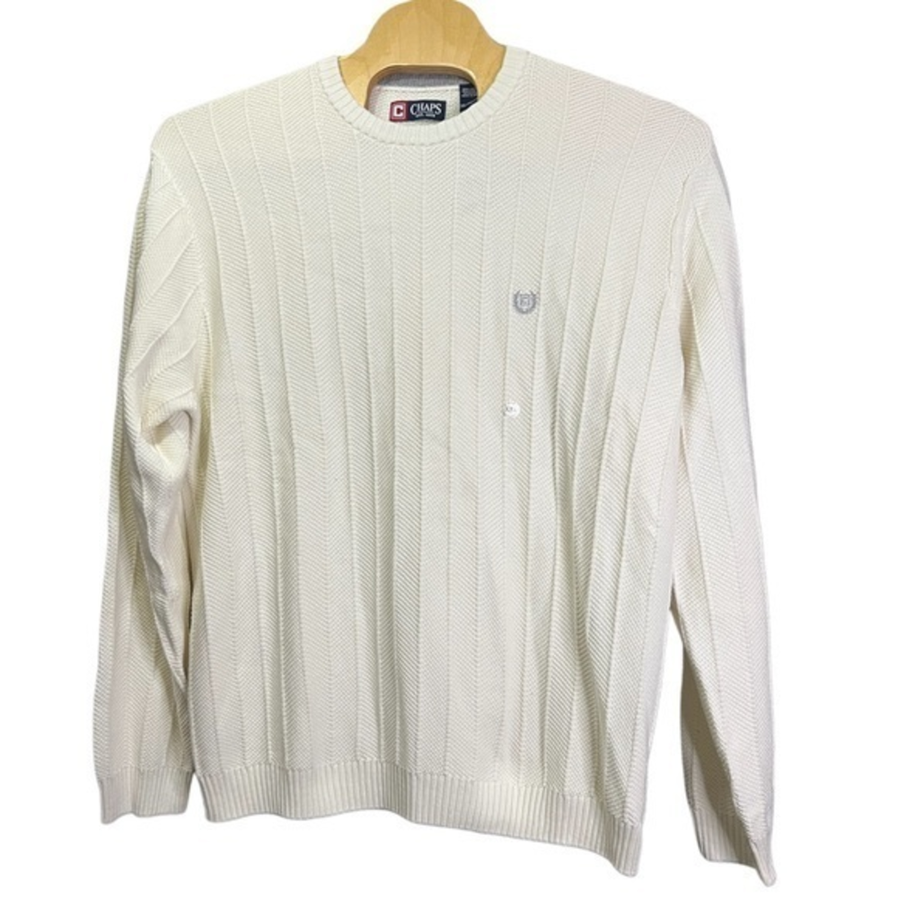 Chaps Men’s Pullover Crewneck Long Sleeve Sweater Cream/Off White Size XXL NEW‎